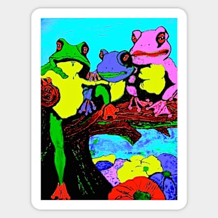 Frog Family Hanging Out On A Limb Sticker